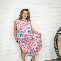 "Calgon Take Me Away" Sleeveless Floral Maxi with Pockets (Pink)-Lola Monroe Boutique