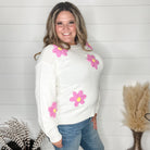 "Call Me Old Fashion" Crochet Flower Detail Sweater-Lola Monroe Boutique