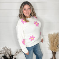 "Call Me Old Fashion" Crochet Flower Detail Sweater