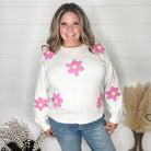 "Call Me Old Fashion" Crochet Flower Detail Sweater-Lola Monroe Boutique