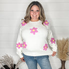 "Call Me Old Fashion" Crochet Flower Detail Sweater-Lola Monroe Boutique