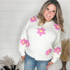 "Call Me Old Fashion" Crochet Flower Detail Sweater-Lola Monroe Boutique