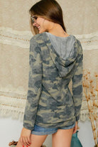 Camo Lace Up Hacci Hoodie-Lola Monroe Boutique