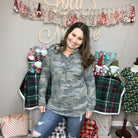 Camo Lace Up Hacci Hoodie-Lola Monroe Boutique