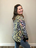 Candy Coated Cheetah V-Neck Long Sleeve-Lola Monroe Boutique