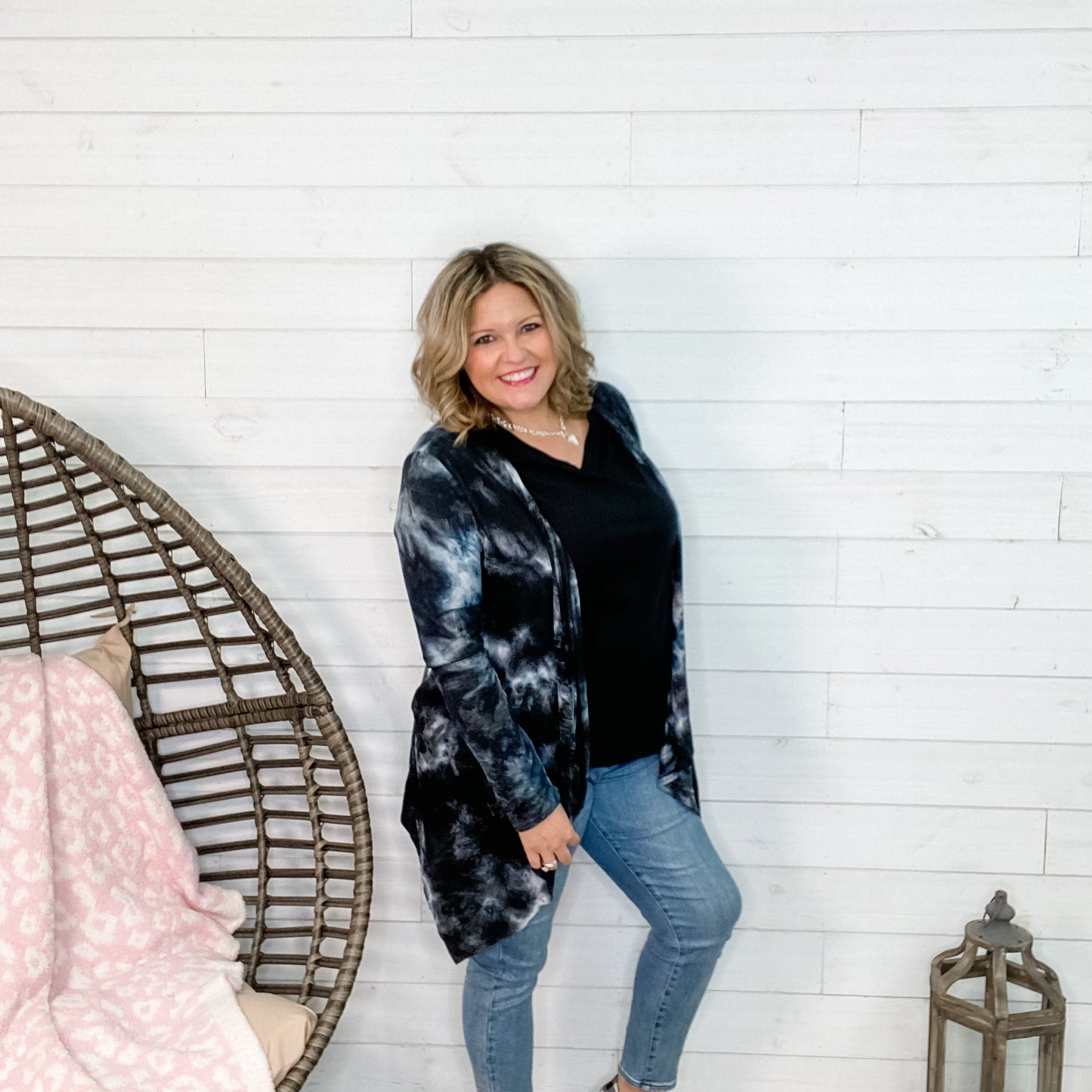 "Casablanca" Tie Dye Look Cardigan with Side Pockets