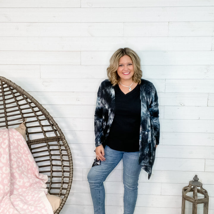 "Casablanca" Tie Dye Look Cardigan with Side Pockets