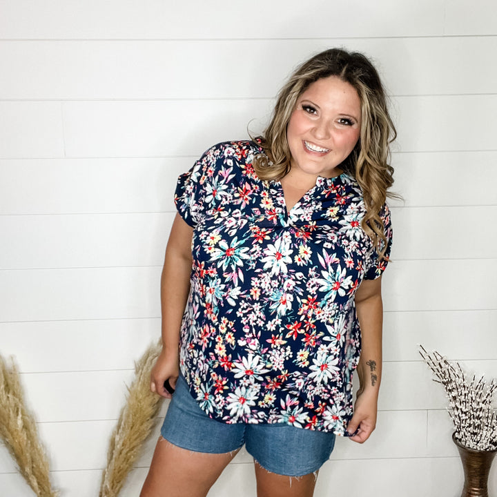 "Celery" Split Neck Cuffed Short Sleeve-Lola Monroe Boutique