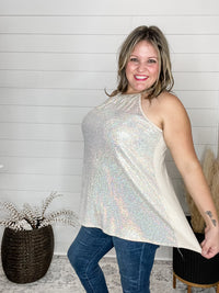 "Champagne Wishes" Sparkle Halter Tank-Lola Monroe Boutique