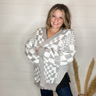 "Check Me Out" Checkered Cardigan with Sequin Detail (Multiple Colors)-Lola Monroe Boutique