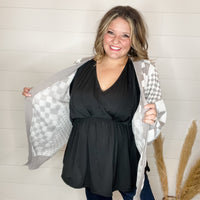 "Check Me Out" Checkered Cardigan with Sequin Detail (Multiple Colors)-Lola Monroe Boutique