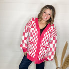 "Check Me Out" Checkered Cardigan with Sequin Detail (Multiple Colors)-Lola Monroe Boutique