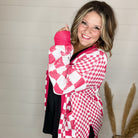 "Check Me Out" Checkered Cardigan with Sequin Detail (Multiple Colors)-Lola Monroe Boutique