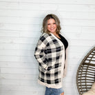 Checkered Cream and Black Cardigan with Pockets-Lola Monroe Boutique