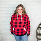 Checkered Sherpa Lined Hoodie (Black and Red)-Lola Monroe Boutique