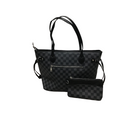 Checkered Tote with pouch(Cream, Brown, Black)-Lola Monroe Boutique