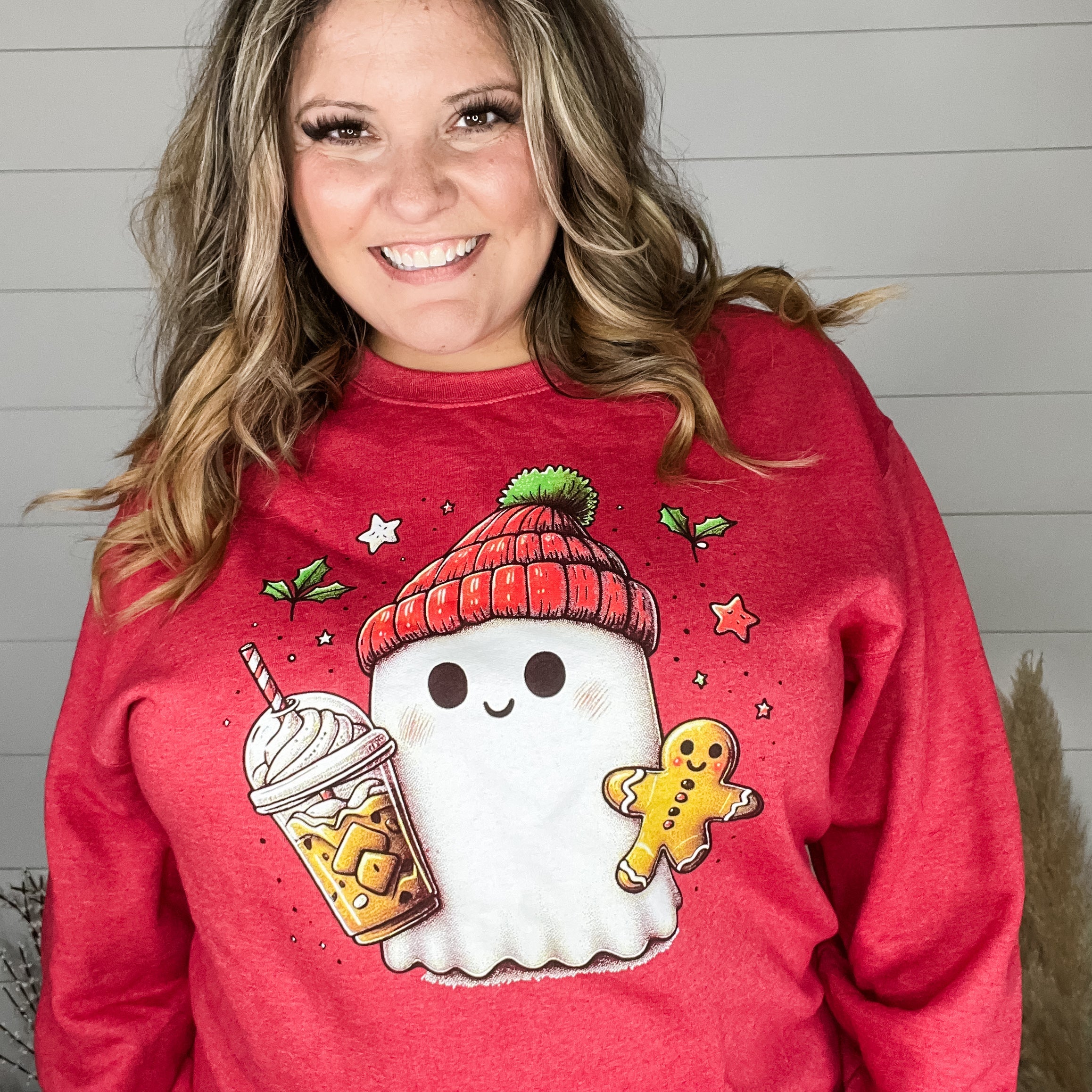 Christmas Ghost Sweatshirt-Lola Monroe Boutique