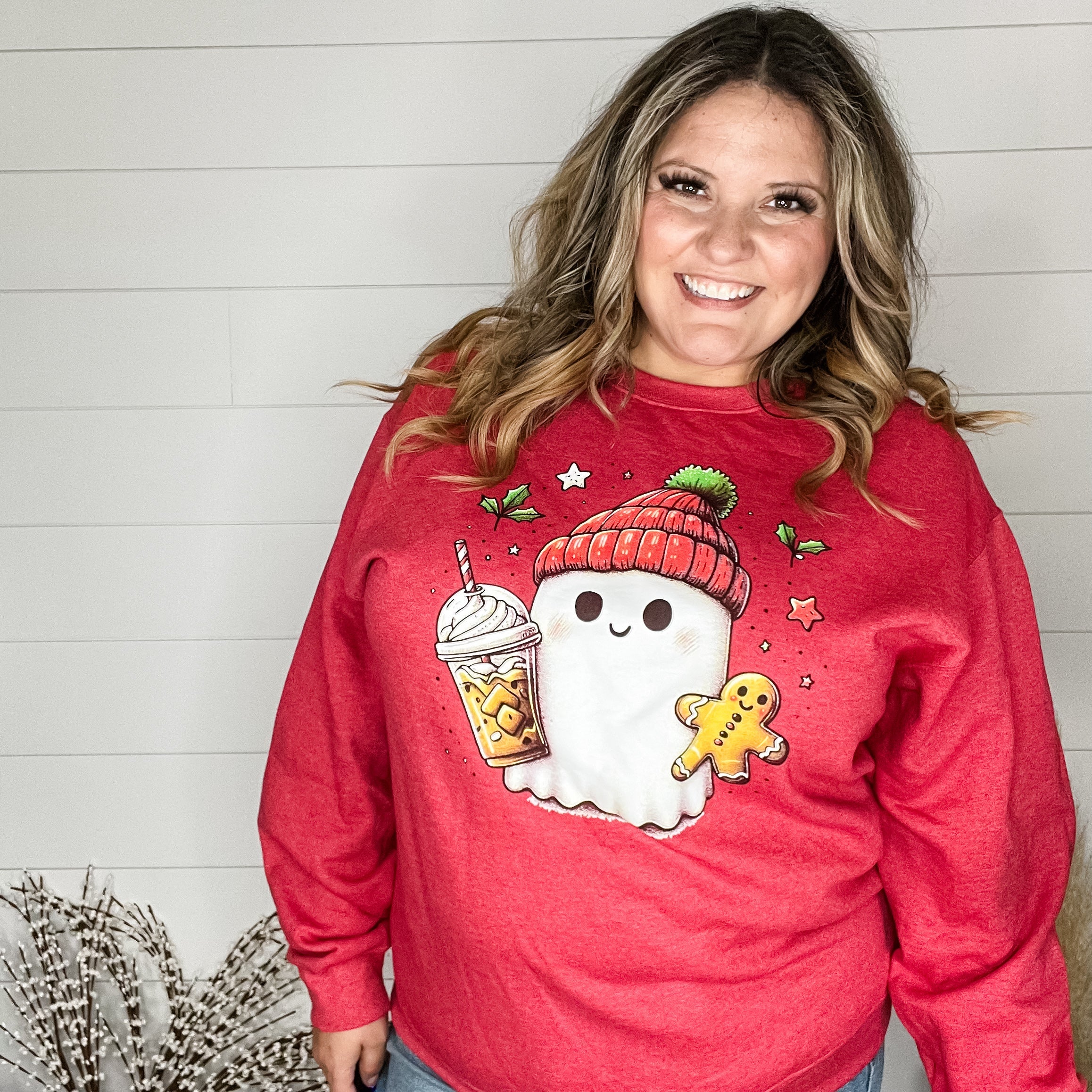 Christmas Ghost Sweatshirt-Lola Monroe Boutique