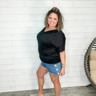 "Clark" V Neck Dolman (Black)-Lola Monroe Boutique