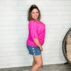 "Clark" V Neck Dolman (Fuchsia)-Lola Monroe Boutique