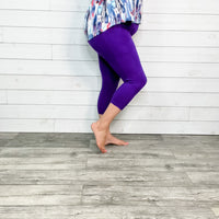 Classic Legging Style Capris With Pocket (Purple)-Lola Monroe Boutique