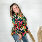 "Clayton" Floral Lizzy 3/4 Sleeve Split Neck-Lola Monroe Boutique