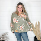 "Clover" Floral Long Sleeve Split Neck-Lola Monroe Boutique