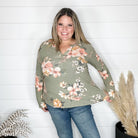 "Clover" Floral Long Sleeve Split Neck-Lola Monroe Boutique