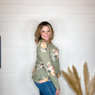 "Clover" Floral Long Sleeve Split Neck-Lola Monroe Boutique