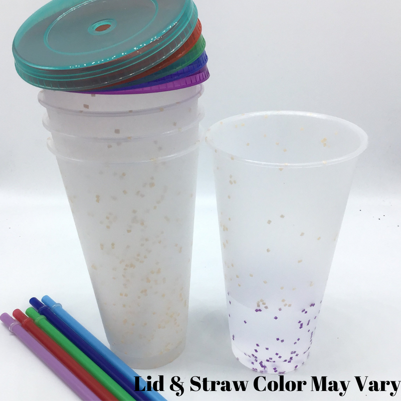 Color Changing Cups With Confetti (Set of 5)-Lola Monroe Boutique