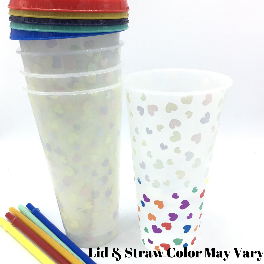 Color Changing Cups With Hearts (Set of 5)-Lola Monroe Boutique