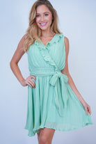 "Colton" Crepe Ruffle Front Tank Dress-Lola Monroe Boutique