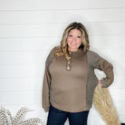 "Comfortable" Long Sleeve Henley Style (Mocha)-Lola Monroe Boutique