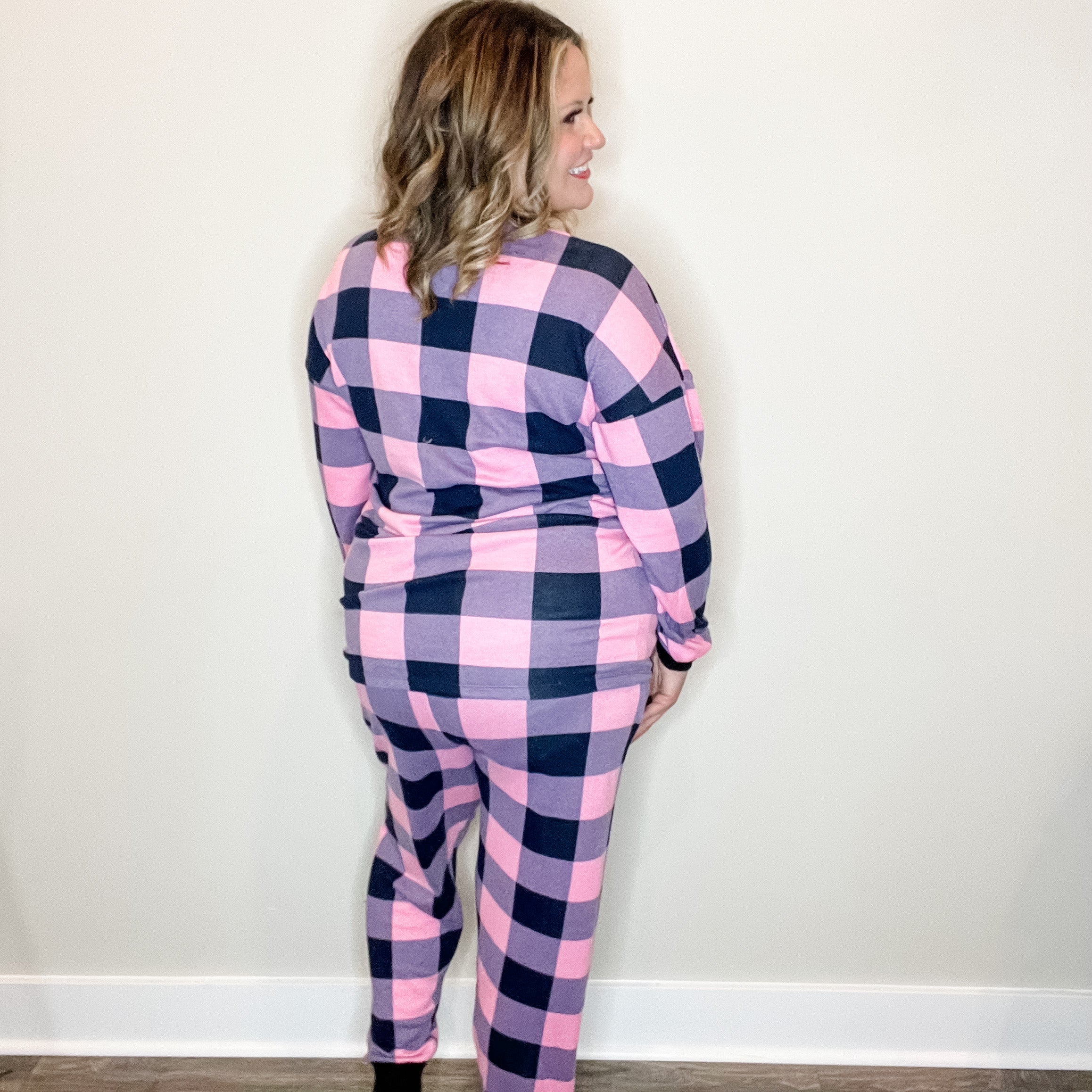 "Comfy" Plaid Lounge Set with Pockets-Lola Monroe Boutique