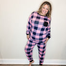 "Comfy" Plaid Lounge Set with Pockets-Lola Monroe Boutique