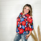 "Copeland" Floral Lizzy 3/4 Sleeve Split Neck-Lola Monroe Boutique