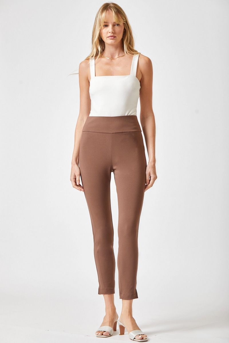 "Copperfield" Pull On Trousers (Dark Brown)-Lola Monroe Boutique