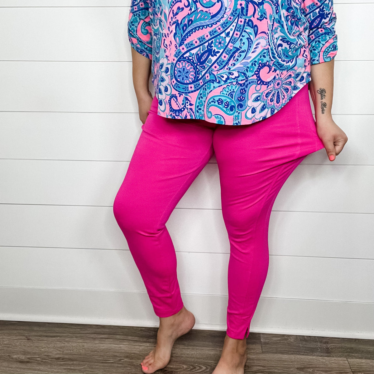 "Copperfield" Pull On Trousers (Hot Pink)-Lola Monroe Boutique