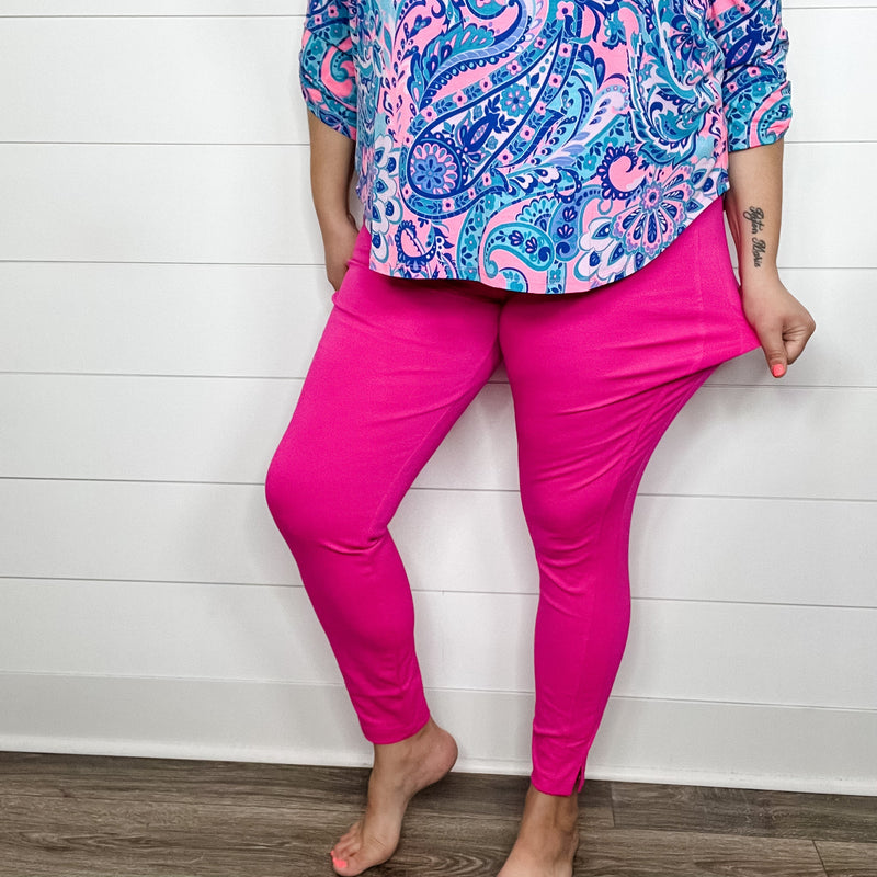 "Copperfield" Pull On Trousers (Hot Pink)-Lola Monroe Boutique