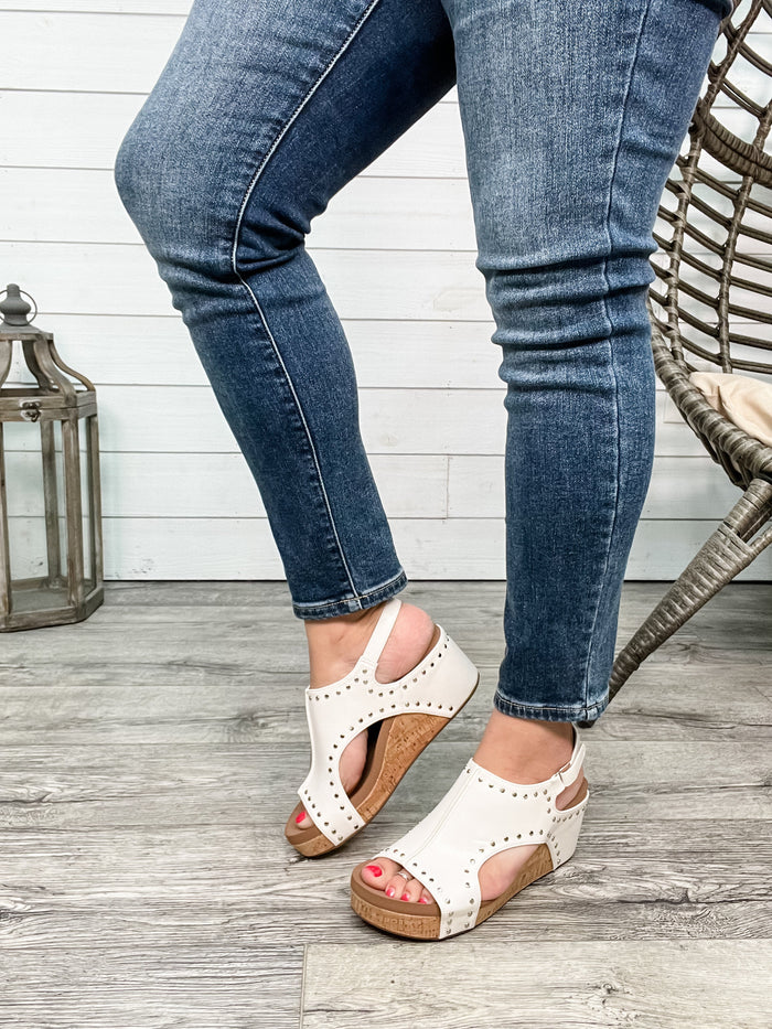 Corkys "Carley" Wedge Sandal (Ivory Studs)-Lola Monroe Boutique