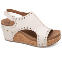 Carley Wedge Sandal By Corkys (Ivory Studs)-Lola Monroe Boutique