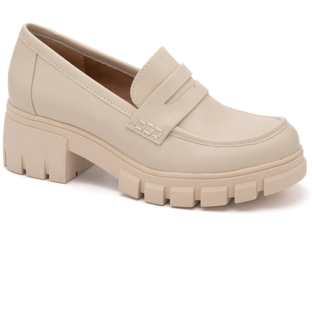 "Keeper" Block Heel Loafer (Ivory)-Lola Monroe Boutique