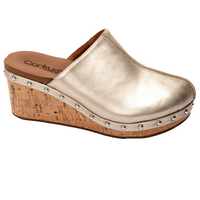 "Marley" Round Toe Mule Wedge (Antique Gold)-Lola Monroe Boutique