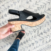 Corkys "Miss Carley" Cork Block Heel Sandal (Black)