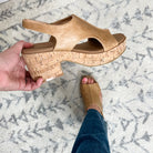 "Miss Carley" Cork Block Heel Sandal (Caramel)-Lola Monroe Boutique