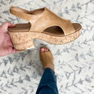 "Miss Carley" Cork Block Heel Sandal (Caramel)-Lola Monroe Boutique