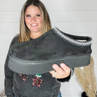 Corkys "Pillow Talk" Sherpa Lined Platform Slip On (Black)-Lola Monroe Boutique