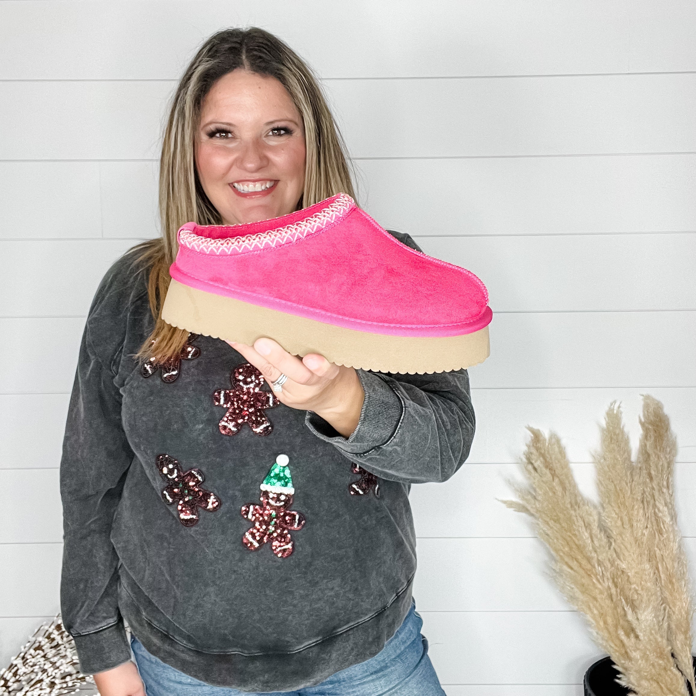 Corkys "Pillow Talk" Sherpa Lined Platform Slip On (Fuchsia)-Lola Monroe Boutique