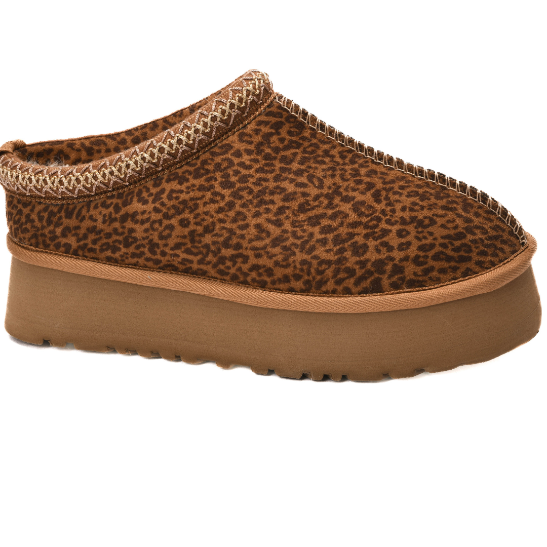 "Pillow Talk" Sherpa Lined Platform Slip On (Mini Leopard)-Lola Monroe Boutique