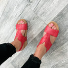 "Refreshing" By Corkys Cork Wedge Sandal (Red)-Lola Monroe Boutique